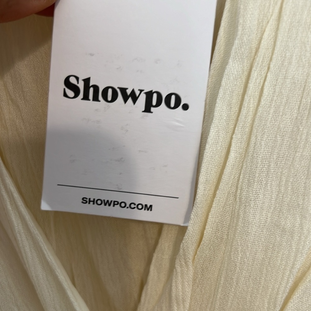 Showpo sitting pretty maxi dress Cream Draped Fabric Top size 10 new - Picture 7 of 11